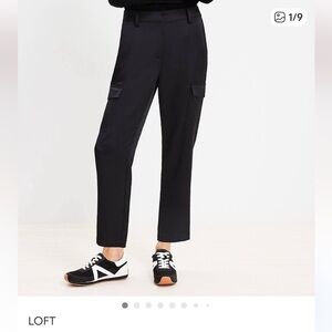 LOFT Black Wide-Leg Cargo Pants